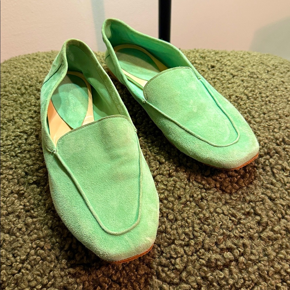 Spring pastel Luxe mint suede Andrea Carrano Mare Loafers Mint Green 40.5 9.5 us